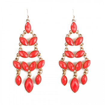 Ayaka Coral Faceted Laurel Cascade Earrings